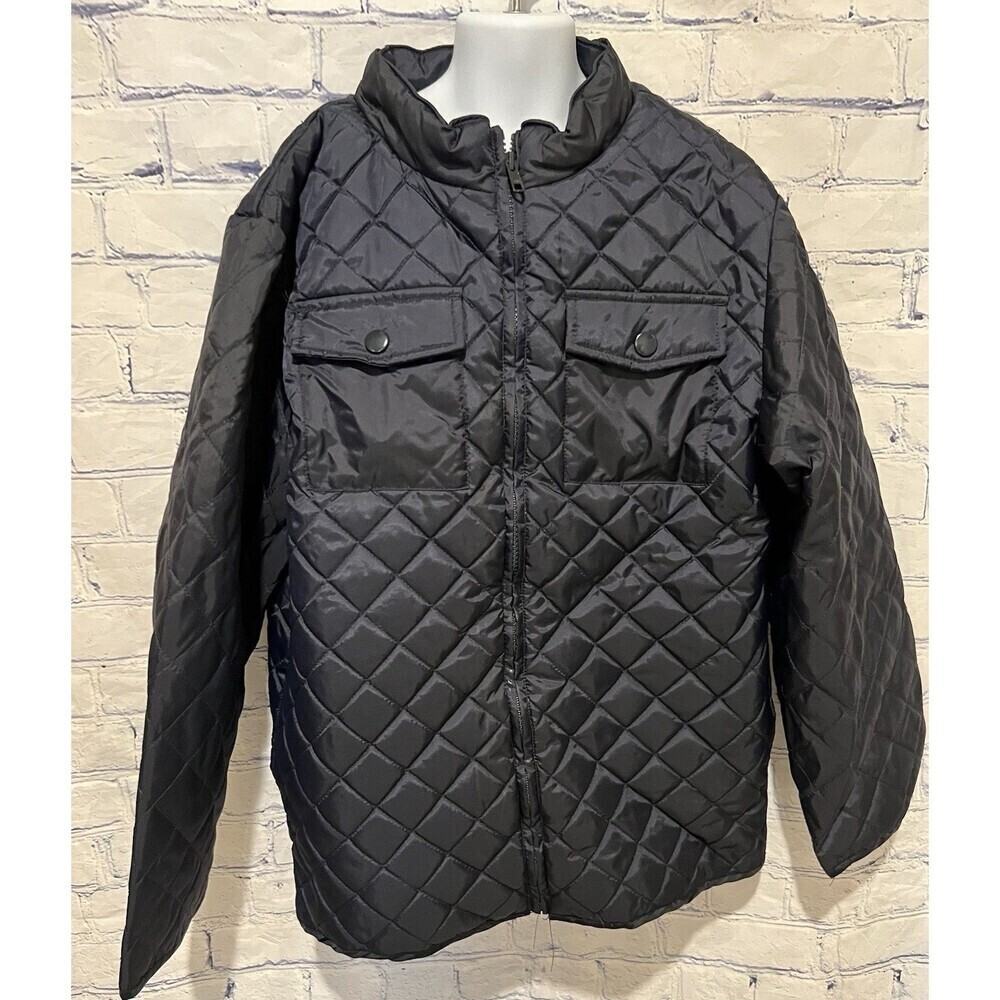 Gymboree Boys Quilted Button Up Jacket Size L (10-12) Dark Blue Front Pockets